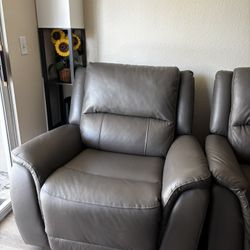 Grey Faux Leather Recliner