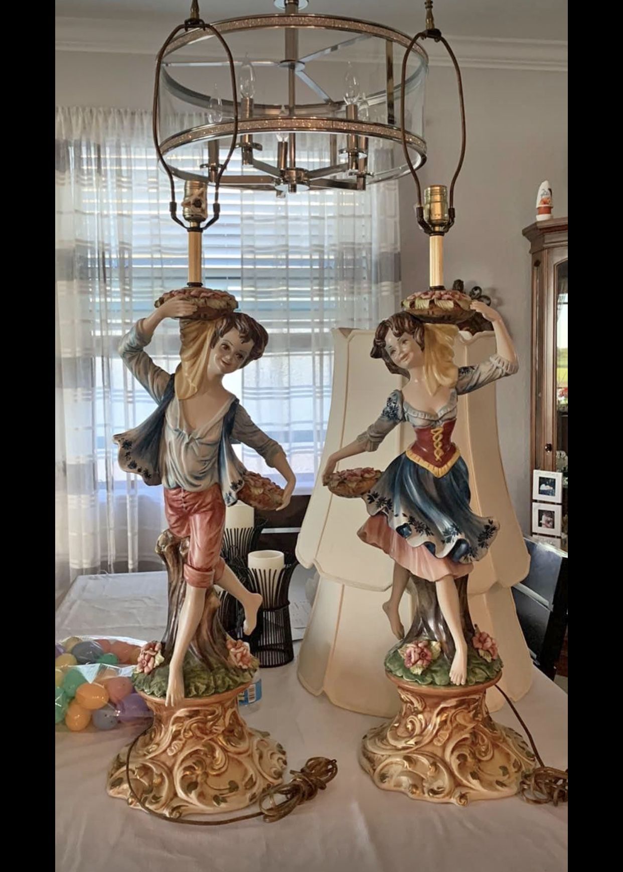 Capodimonte Lamp. Porcelain Antique Lamp