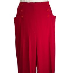 NEW 77 Park Red Sailor Pull On Pants Women’s Size 16 Trousers Wide Leg NWT