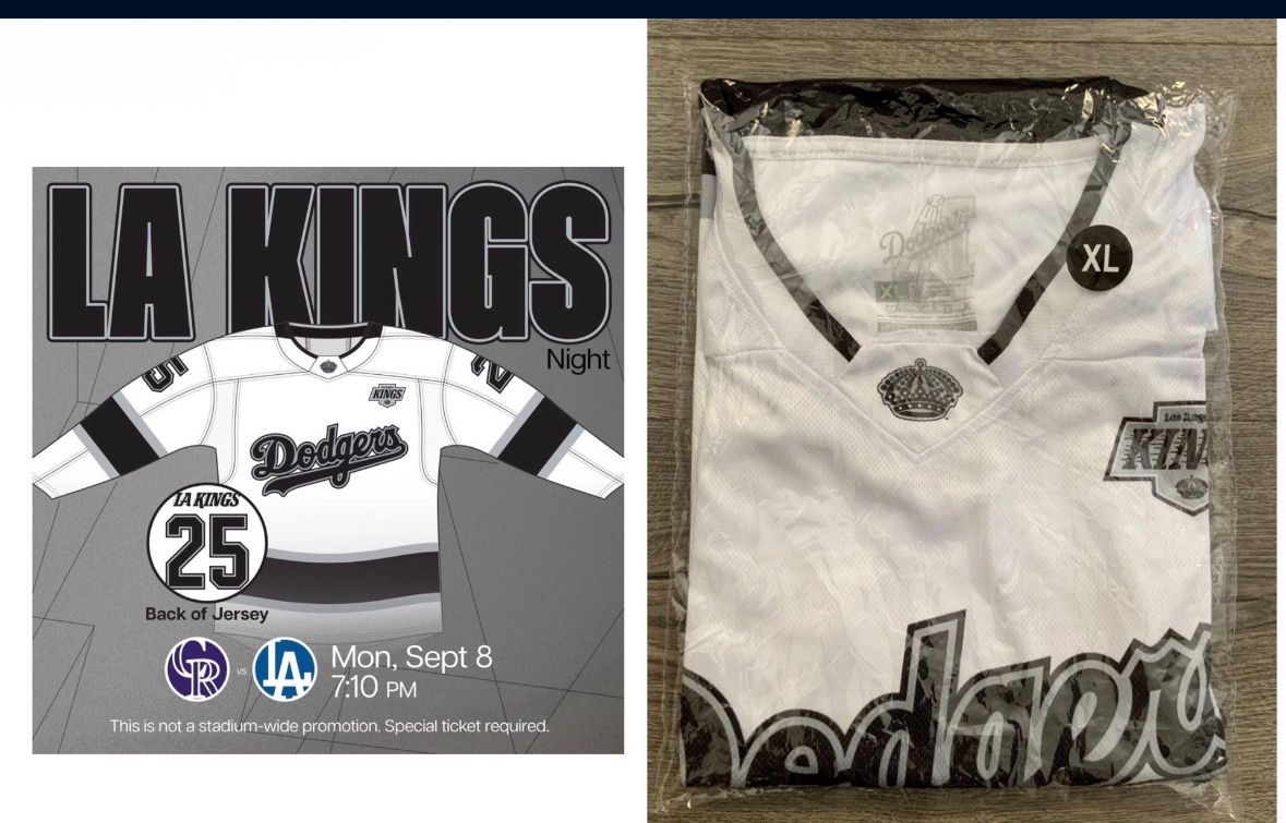Dodgers 2025 LA Kings Night Jersey SGA Monday 9/8/25 SIZE XL