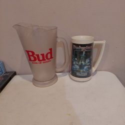 Budweiser Vintage  Pitcher And Bowling  Mug For Sale