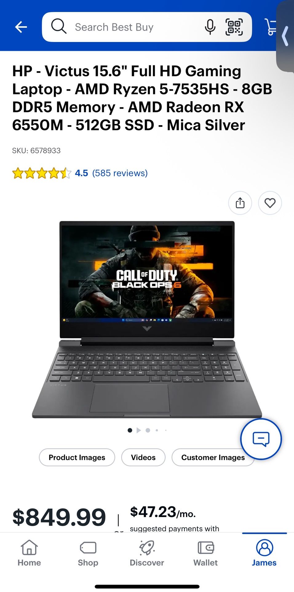 GAMING LAPTOP RADEON RX 6550M