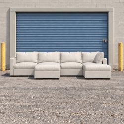 LoveSac Sectional Couch: 6 Seats / 8 Sides, Oyster Etched Chenille
