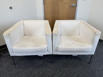 Pair of IKEA Klappsta Armchairs - White Club Chairs
