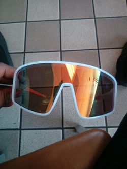 Shield Sunglasses White Frame Mirror Lens