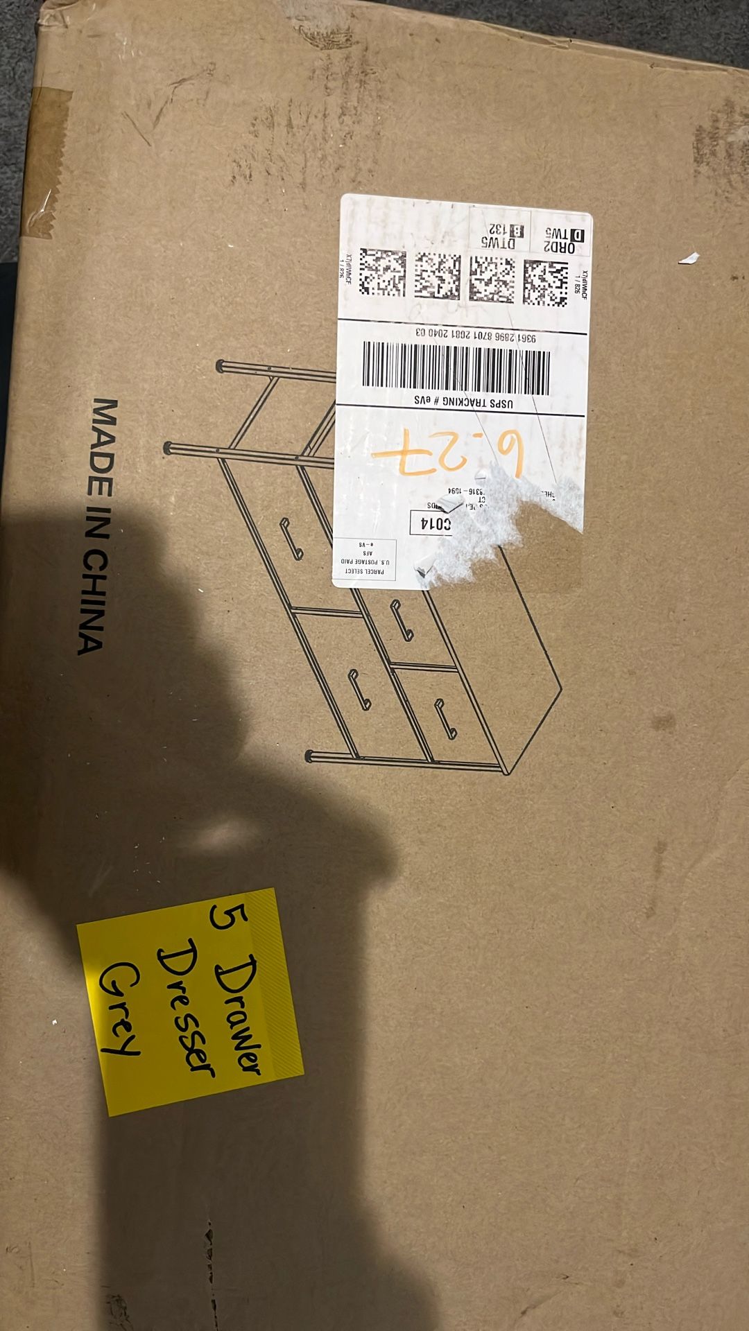 5 Drawer Dresser Grey