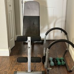 Weight Bench for Home Gym, Crunch Roller Ab Trainer, Dumbbell Hand Weights (10lbs)