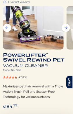 Powerlifted swivel Rewind Pet Vacuum (moving ssle)
