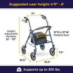 Rollator Walker with Seat & Handbreaks