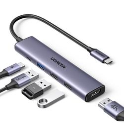 UGREEN Revodok 105 USB C Hub 5 in 1 Multiport Adapter 4K HDMI, 100W Power, 3 USB-A Data Ports, USB C Dongle for Apple MacBook Pro/Air, iPad Pro