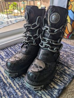New Rock M-727-s5 Unisex Black Platform Boots 9.5M/8.5F