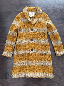 Anthropologie Tabitha “Harvest Sweater Coat.” Striped Bouclé Pea Coat S