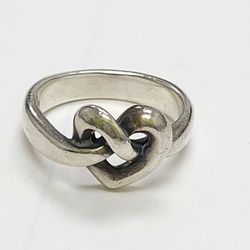 Retired James Avery silver Heart Knot Ring - size  6