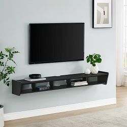 SALE!!! Minimalist Floating TV Stand 65–70” — Solid Black, Wall‑Mounted, Space‑Saving