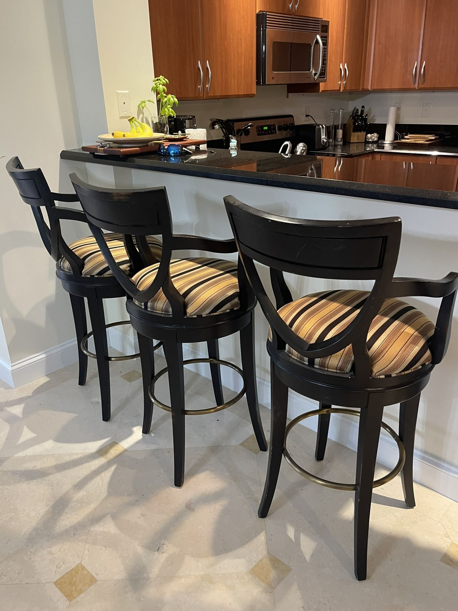 3 Century Swivel barstools 30” H Originally 2900. Asking 195 for