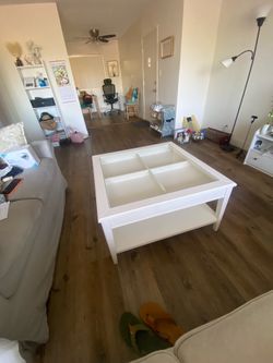 Glass top coffee table white 37 x 37 x 20 “