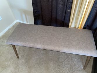 Baxton Studio Flora II Fabric Medium Oak Wood Dining Bench Light