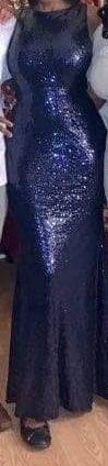 Navy Blue Sequin Promgirl Dress Size 4/5