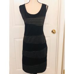 Black and gray striped sheath dress