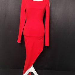 Women's Red Long Sleeves Maxi Dress (Size XS)