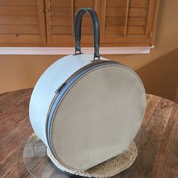 Vintage Mid Century Leather Hat Box Suitcase