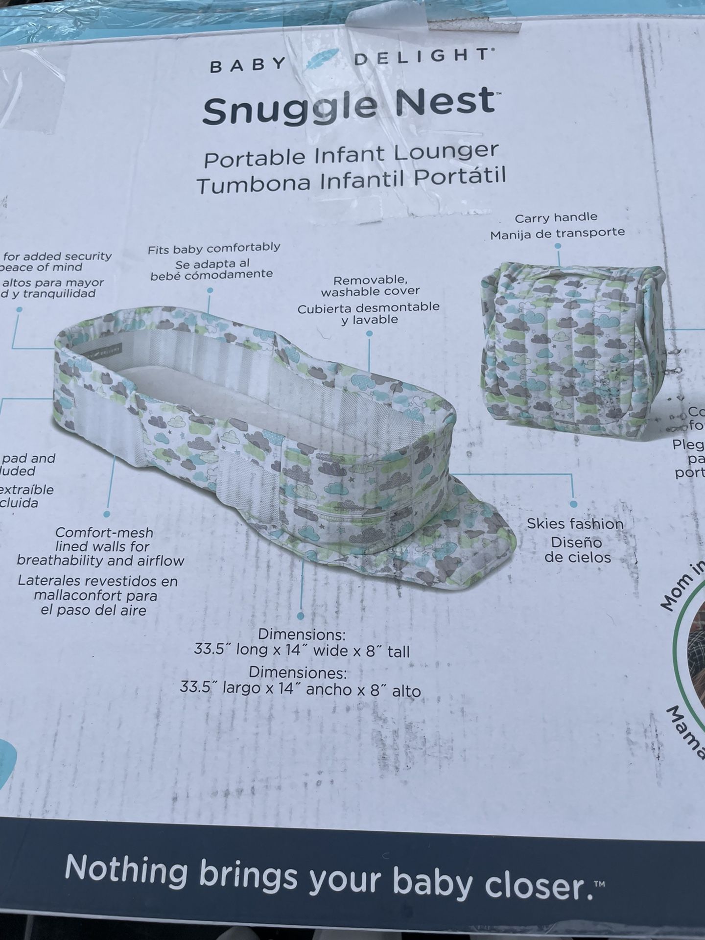 Baby Delight Snuggle Nest Infant Portable Lounger, 0-9 months, Skies