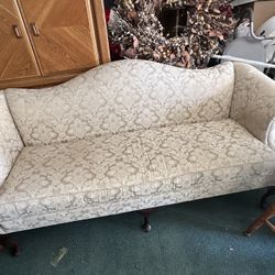 Vintage Clawfoot Wingback chair and matching Sofa