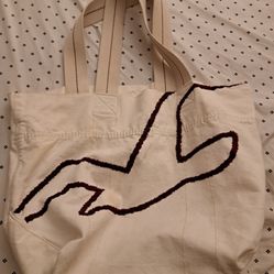 Hollister Nice Large Canvas Material Carry All Tote Beach / Book Bag Or Work