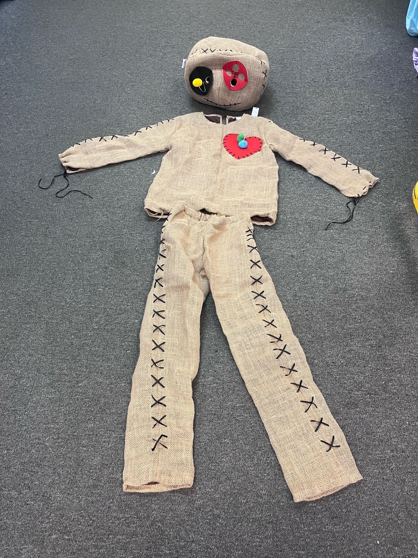 Like New Voodoo Doll Burlap Halloween Costume - Small