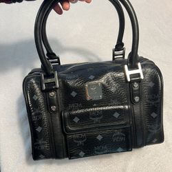 MCM Black Leather Top Handle Bag