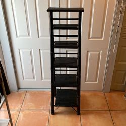 Vintage Bamboo Folding Ladder Shelf 