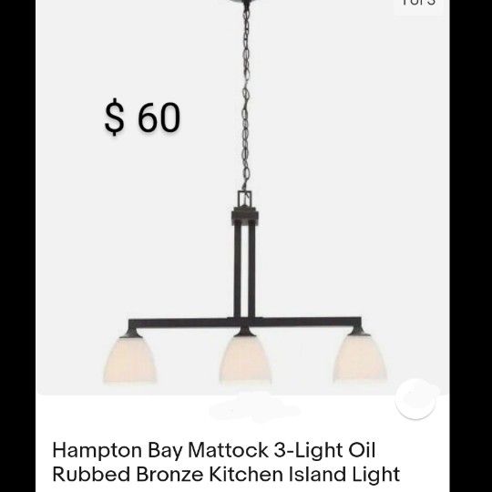 New Hampton Bay Mattock 3 Light Kitchen Island