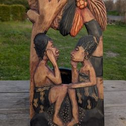 Hand-Carved African Tribal Wood Art – 22"x11" Ghanaian Wall Decor

