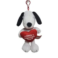 Peanuts Happy Valentine's Day Snoopy w/ Red Heart Plush Stuffed Animal Clip 7½"H