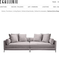 Z Gallerie Ventura extra Deep 2 Pc Sofa Light Grey $1400 OBO