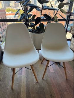 2 White Mid Century Chairs