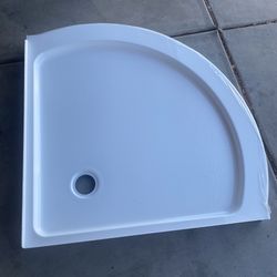Delta 38x38 Inch Round Corner Shower Base High Gloss White Finish 