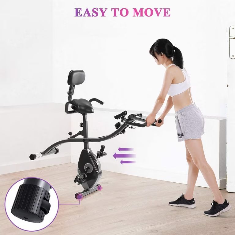 Folding Exercise Bike Magnetic Upright Bike with Pulse Sensor LCD ...