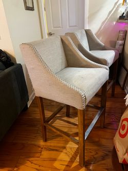 Set of 2 Upholstered Bar Stools – $55