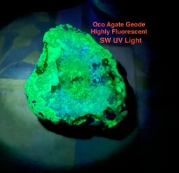 Oco Agate Drusy Crystal Geode from Mexico 162.7g  Highly Fluorescent SW UV Light