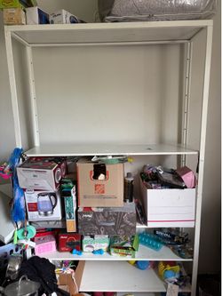 White Adjustable Metal Storage Shelf / Organizer