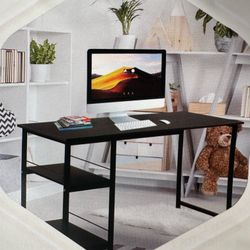 New black 55 inch computer desk with two shelves