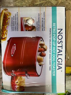 Nostalgia Retro Pop-Up Hot Dog Toaster 2 Hotdogs 2 Buns Adjustable Timer NEW