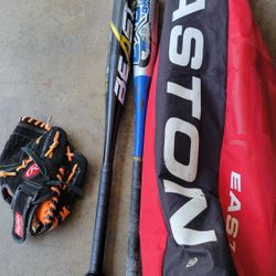 Youth Baseball Glove Bats And Bag Fair Condition
