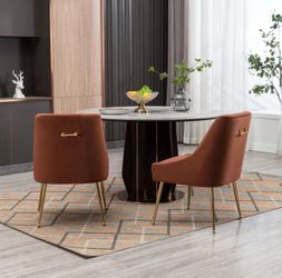 Set of 4- Brown Velvet Dining Chair