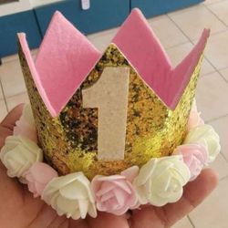 1st Birthday Girl Dress, Crown, Cake Topper, Banner