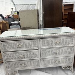 White Wicker Dresser 