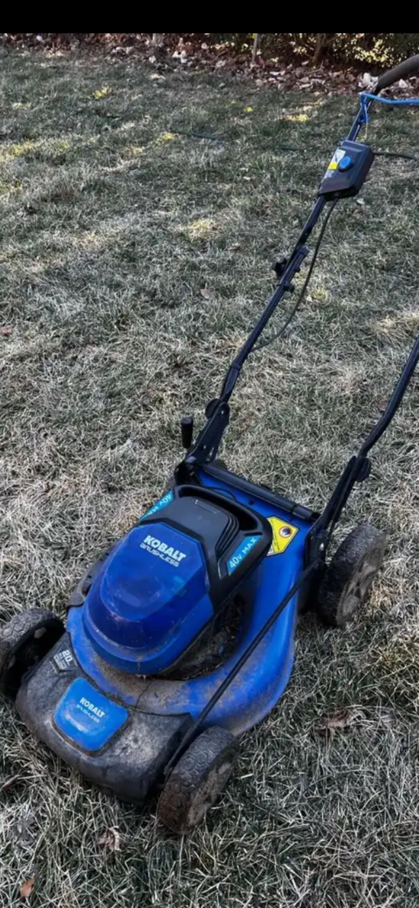 KOBALT 40 Volt Battery Powered Lawn Mower Push Mower And Leaf Blower