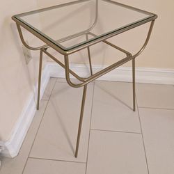 Gold Wire Glass Nightstand