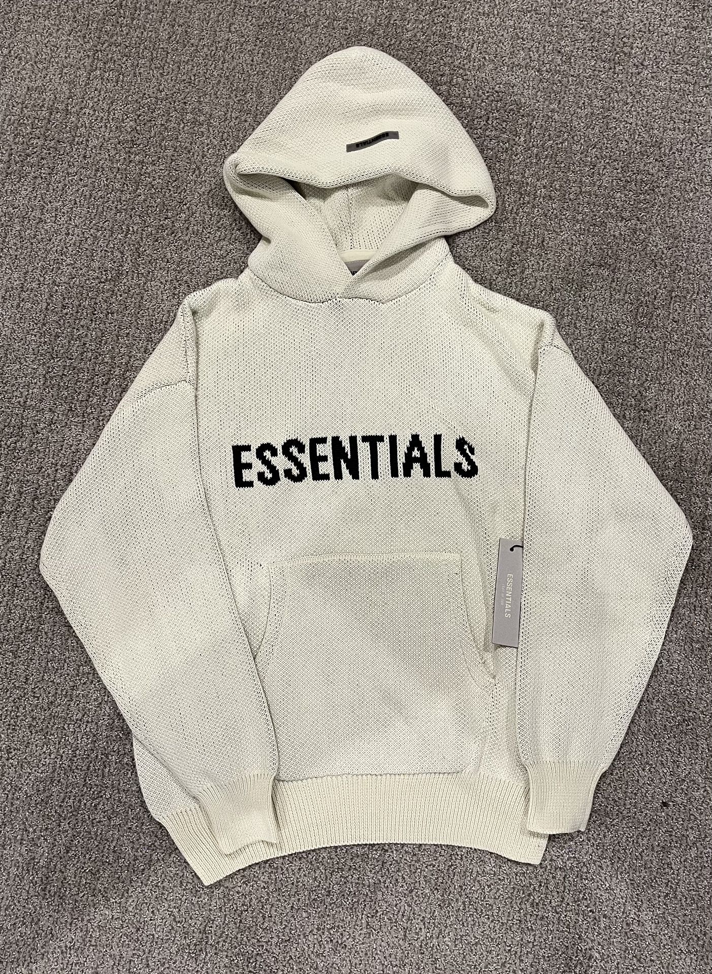 Essentials Cream Knitted Hoodie